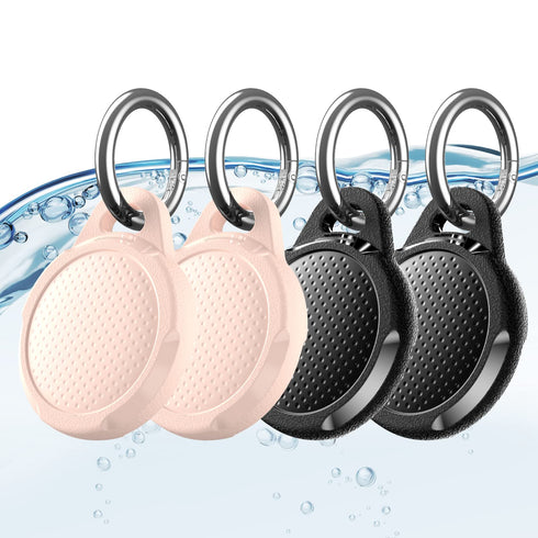 Waterproof Case for Tracker, 4 Pack Tracker Keychain Holder Compatible with Apple Trackers, Ultra Durable Anti-Scratches Protective Case with Keyring/Strap for Luggage, Backpack, Dog Collar
